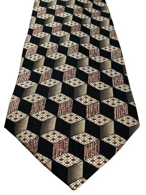 Original B.D. Baggies All Silk Tie Geometric Cube Pattern 57” x 4”